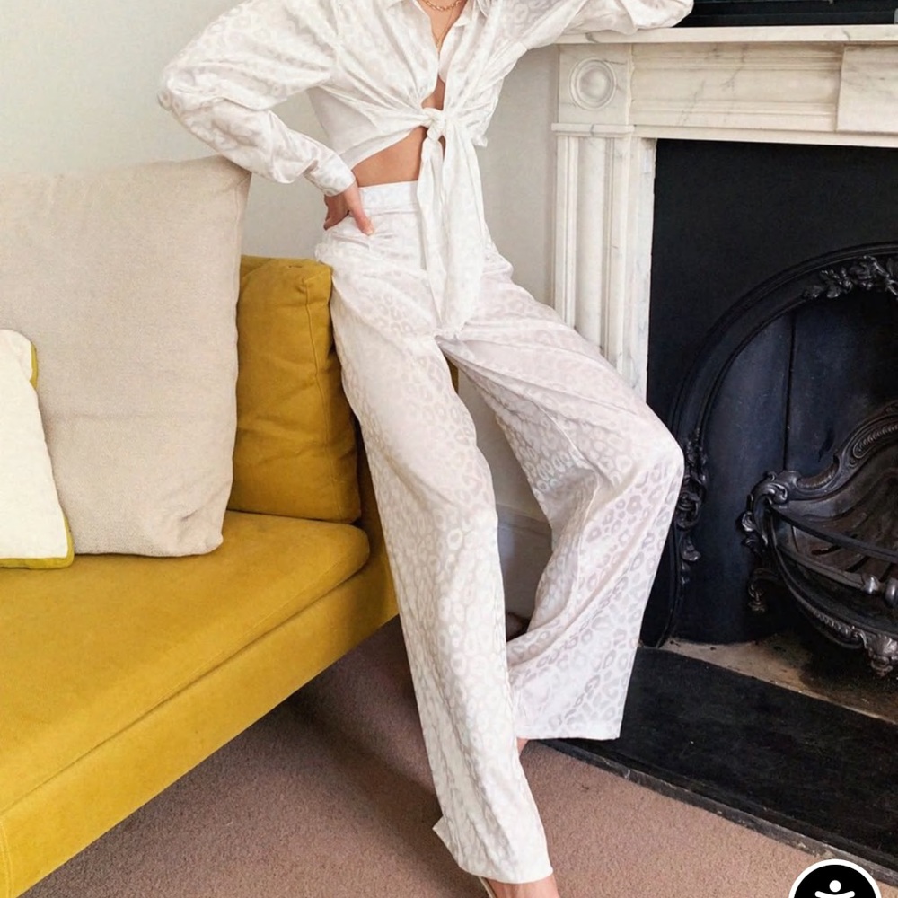 Nasty Gal Leopard Jacquard Wide Leg Pants